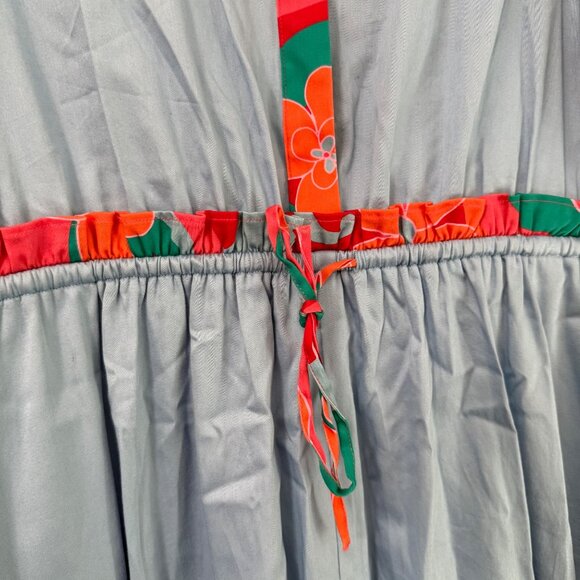 Alden Adair Taylor Puff Sleeve Contrast Trim Midi Dress in Roller Skate XL - Picture 5 of 11